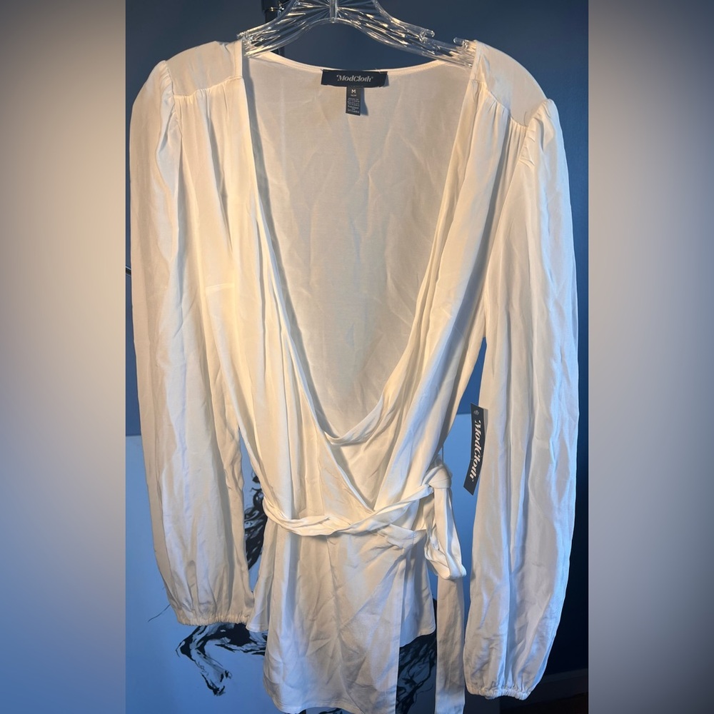 Modcloth White Wrap Blouse | NWT